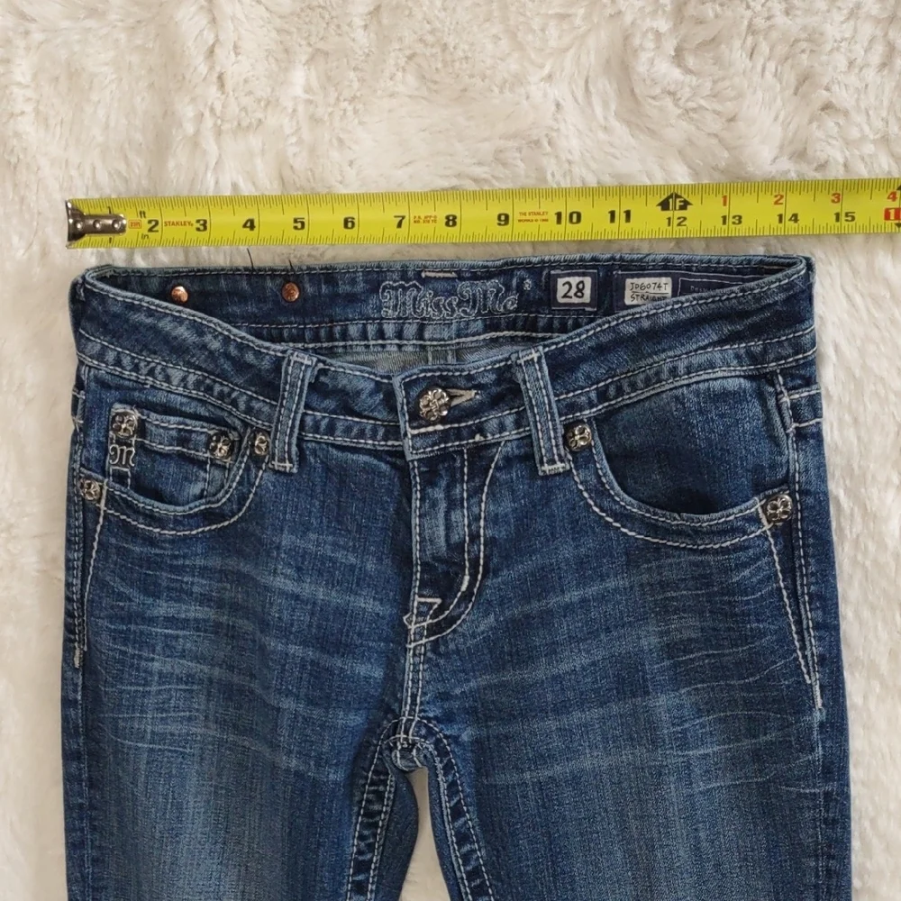 MISS ME STRAIGHT Blue Jeans with Embellished Pockets - Picture 7 of 17